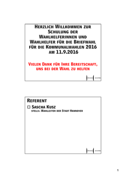 Herzlich Willkommen zur Schulung der