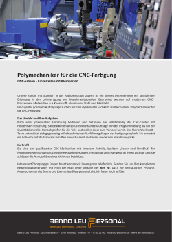 Polymechaniker für die CNC-Fertigung