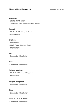 Materialliste Klasse 10