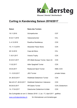 Curling in Kandersteg Saison 2016/2017