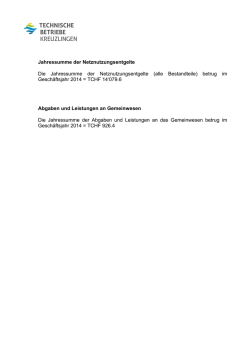 Jahressumme der Netznutzungsentgelte GJ 2014 f&uuml;r Tarife 2016