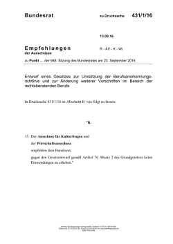 Bundesrat 431/1/16 Empfehlungen - Umwelt