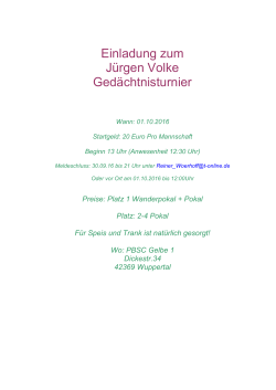 Einladung zum Jürgen Volke Gedächtnisturnier