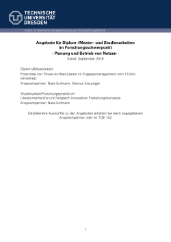 Angebote für Diplom-/Master- und Studienarbeiten im