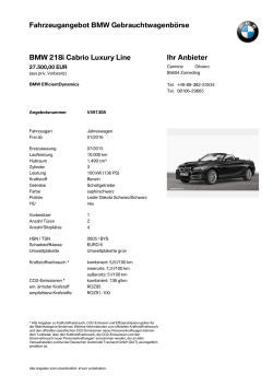 Fahrzeugangebot BMW Gebrauchtwagenbörse BMW 218i Cabrio