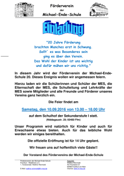 Förderverein Michael-Ende-Schule Samstag, den 10.09.2016 von