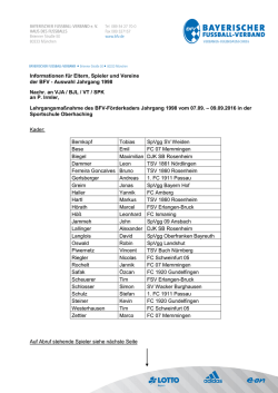 Informationen f&uuml;r Eltern, Spieler und Vereine