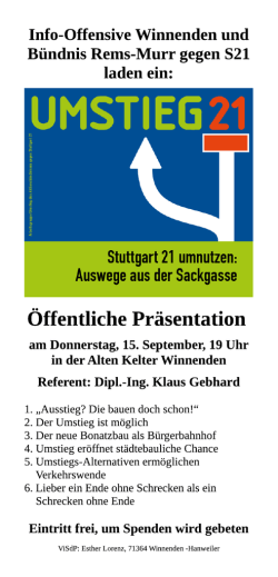 Info-Offensive Flyer - Rems-Murr gegen Stuttgart-21