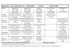 Speiseplan vom 26.09.2016 bis 30.09.2016 KW 39 Kantine MPI