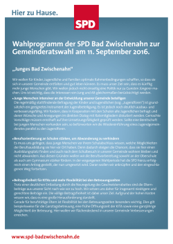 Wahlprogramm der SPD Bad Zwischenahn zur Gemeinderatswahl