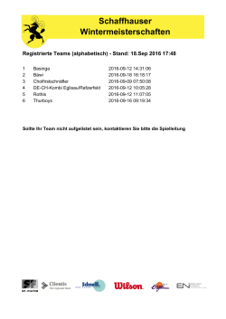 Liste registrierter Teams - Schaffhauser Wintermeisterschaften