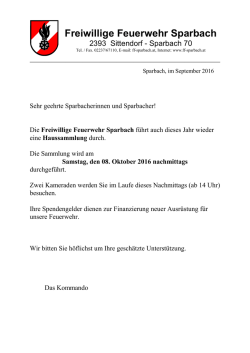 Haussammlung der FF Sparbach am Samstag 08. Oktober 2016 ab