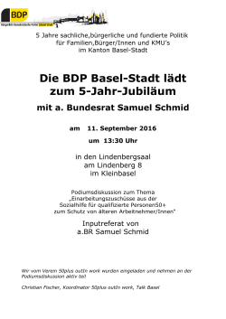 Die BDP Basel-Stadt lädt zum 5-Jahr-Jubiläum