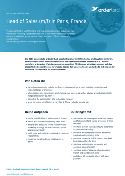 Head of Sales (m/f) in Paris, France