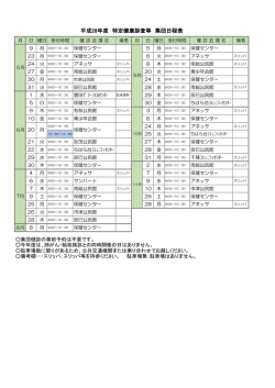 平成28年度 特定健康診査等 集団日程表