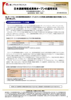 日本連続増配成長株オープンの運用状況