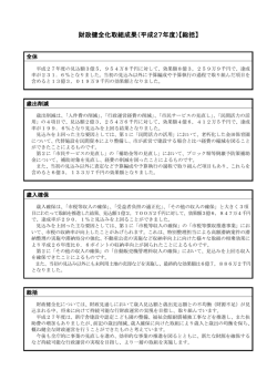財政健全化取組成果（平成27年度）【総括】