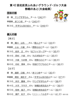第 42 回北区民ふれあいグラウンド・ゴルフ大会 熱戦のあと(大会結果)