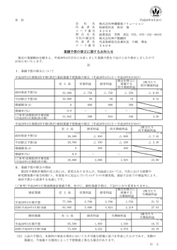 業績予想の修正に関するお知らせ