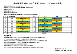 鶴ヶ島サザンキッカーズ 主催 トレーニングマッチ対戦表