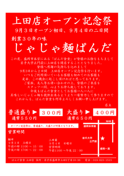 詳しくはこちらのパンフレットで - 盛岡じゃじゃ麺 2代目 ぱんだ食堂
