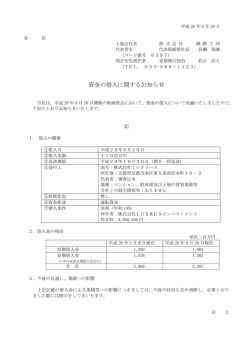 資金の借入に関するお知らせ