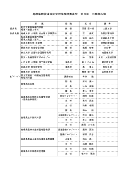 島根県地震津波防災対策検討委員会 第3回 出席者名簿