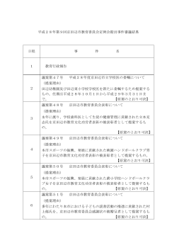 平成28年第9回京田辺市教育委員会定例会提出事件審議結果 日程 事