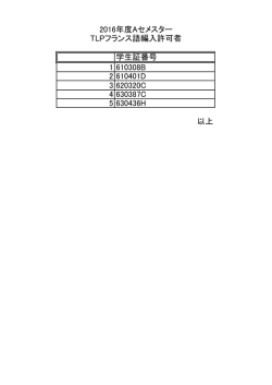 学生証番号 1 610308B 2 610401D 3 620320C 4 630387C 5