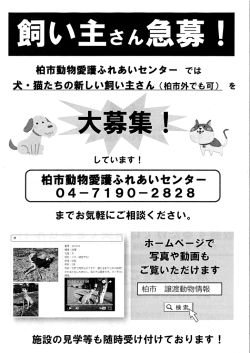 Page 1 しています! 柏市動物愛護ふれあいセンター O4ー7190ー2828