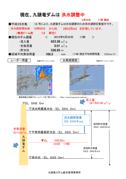 九頭竜ダムが洪水調節を行っています