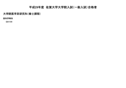 平成29年度 佐賀大学大学院入試（一般入試）合格者