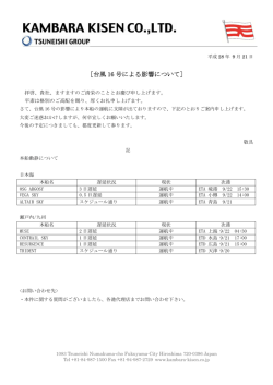 ［台風 16 号による影響について］