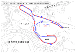 全日本ローラースキー選手権大会 3kmコース図（1km×3周周回）