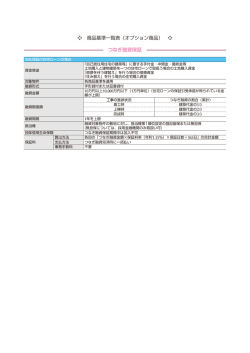 つなぎ融資保証 商品基準一覧表（オプション商品）