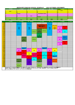 ABCDAVID`S ENGLISH SCHOOL SCHEDULE 2016 OCTOBER
