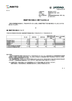 業績予想の修正に関するお知らせ