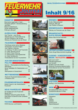 Inhalt 9/16 - Feuerwehr Journal