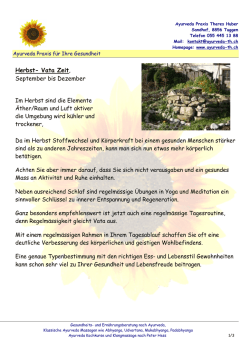 Herbst- Vata Zeit, September bis Dezember