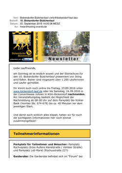Info-Newsletter 2016 - Bickendorfer B&uuml;dchenlauf
