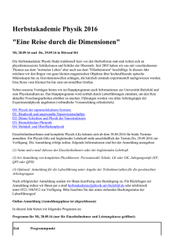 Herbstakademie Physik 2016