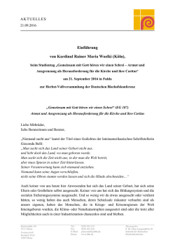 Einf&uuml;hrung von Kardinal Rainer Maria Woelki (K&ouml;ln)