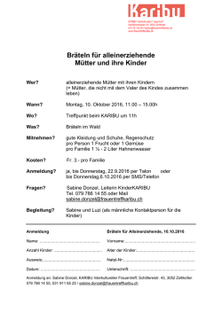 Bräteln für alleinerziehende Mütter und ihre Kinder