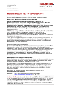 Offizielle Medienmitteilung Inclusion Handicap