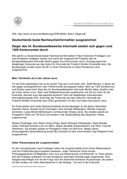 Deutschlands beste Nachwuchsinformatiker ausgezeichnet Sieger