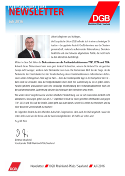 DGB Newsletter zur Demo 17.9.2016