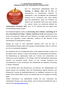13. „Gackenbacher Apfelkelterfest“ Arbeitskreis keltert das