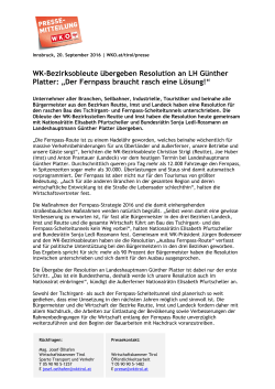 WK-Bezirksobleute übergeben Resolution an LH Günther