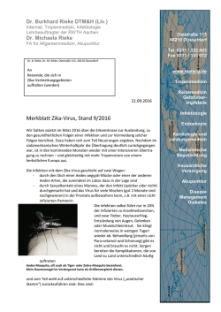 Aktualisierung Zika Merkblatt vom 21.09.2016 Autor