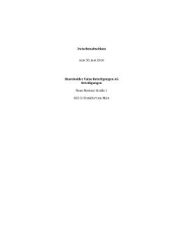 Halbjahresbericht 30.06.2016 - Shareholder Value Management AG